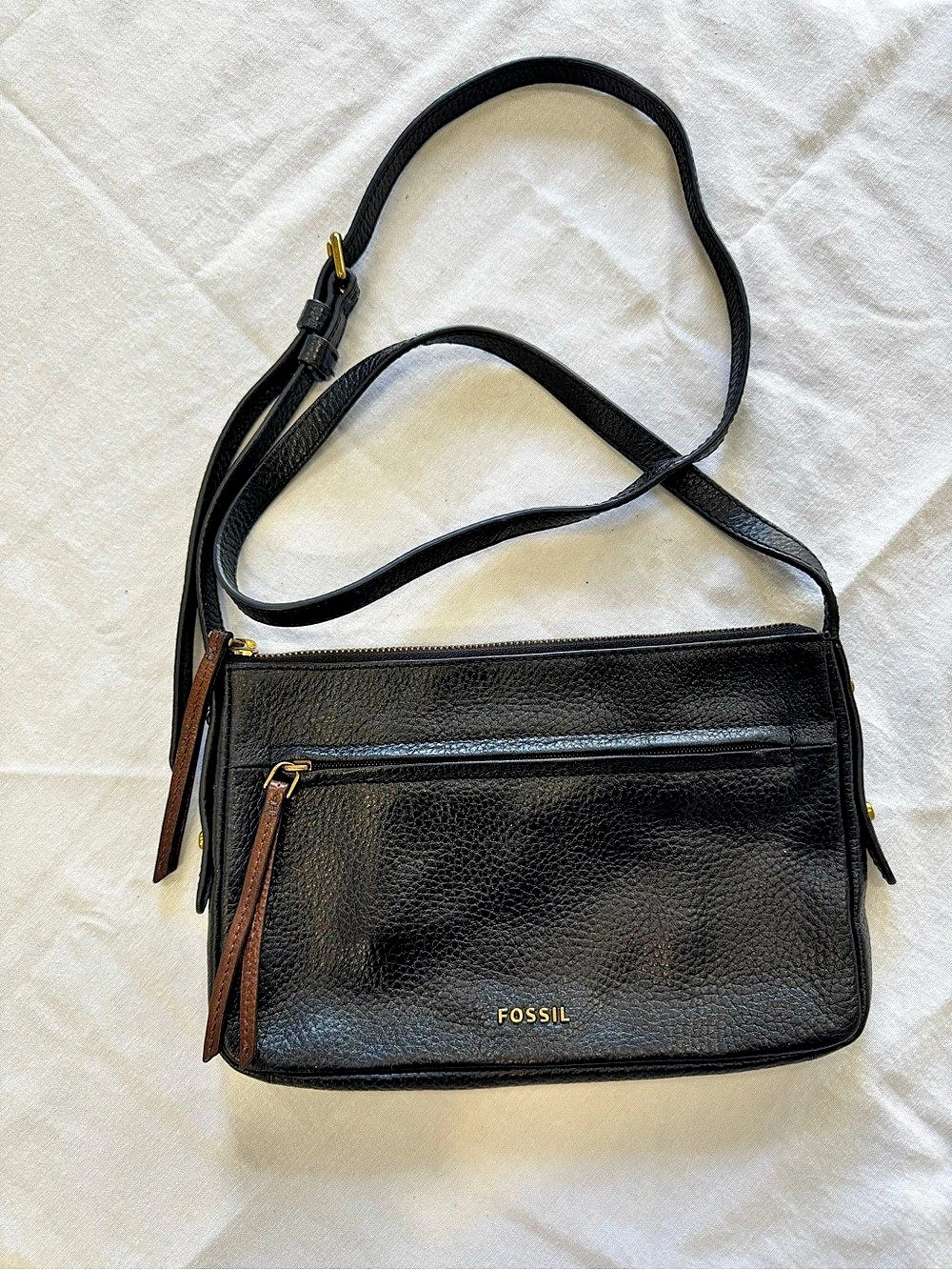 Fossil Gemma black pebbles leather Crossbody purse - Picture 2 of 12
